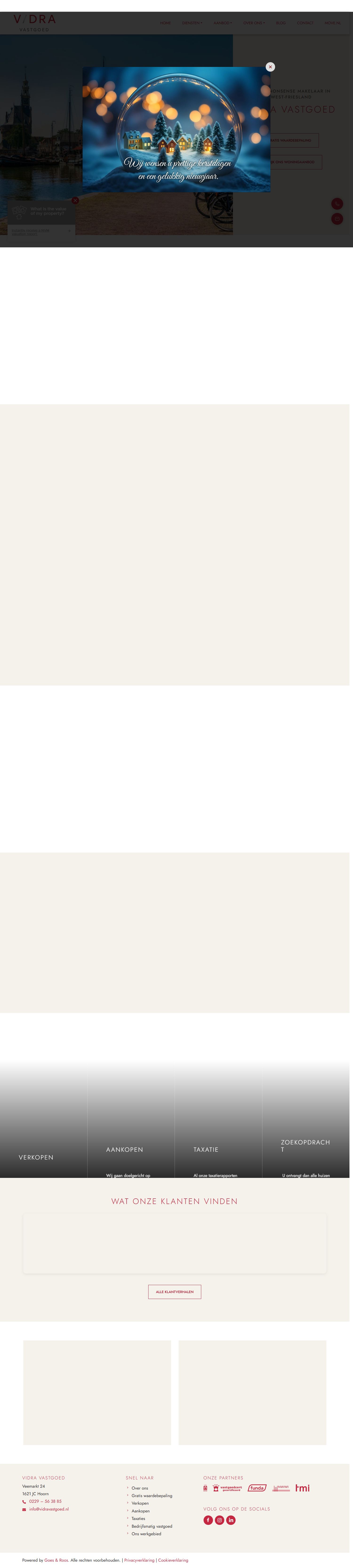 Screenshot van de website van www.vidravastgoed.nl