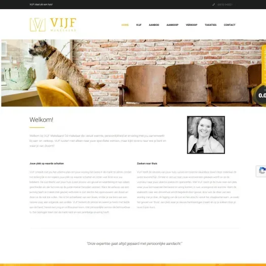 Capture d'écran du site web de vijfmakelaars.nl