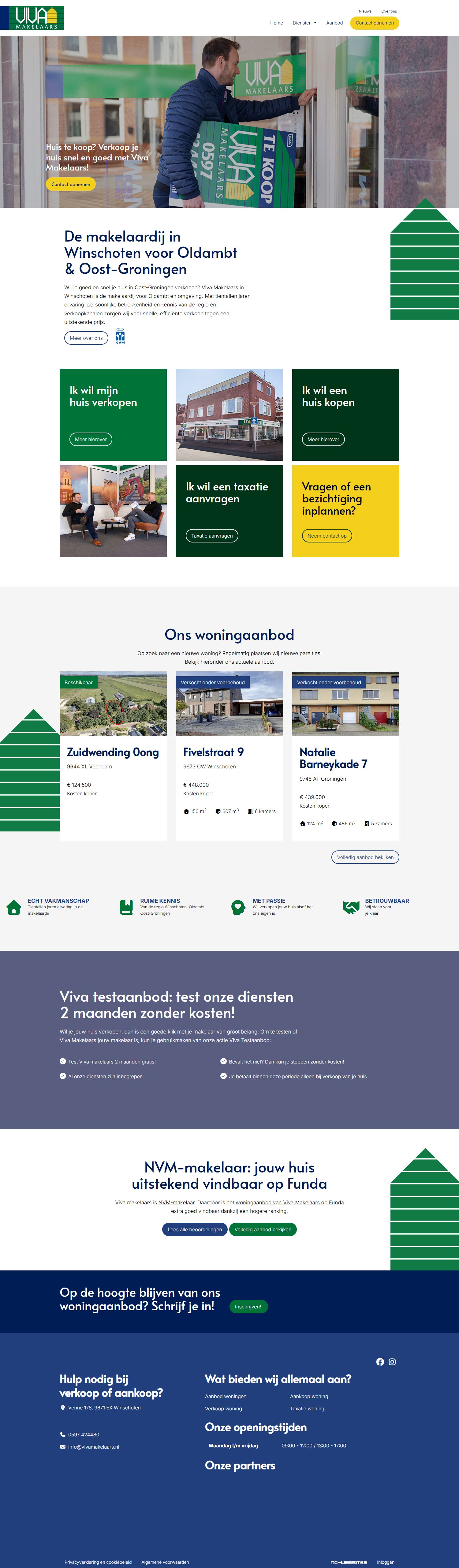 Screenshot van de website van www.vivamakelaars.nl