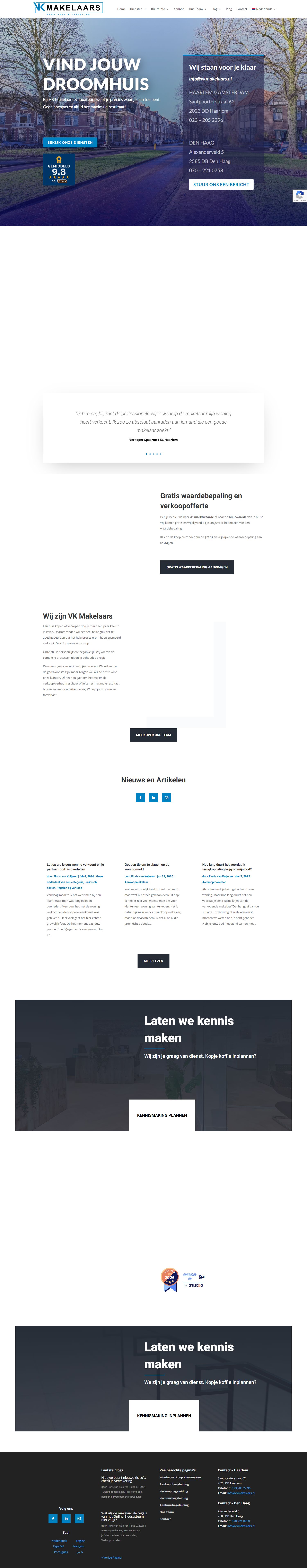 Screenshot van de website van www.vkmakelaars.nl