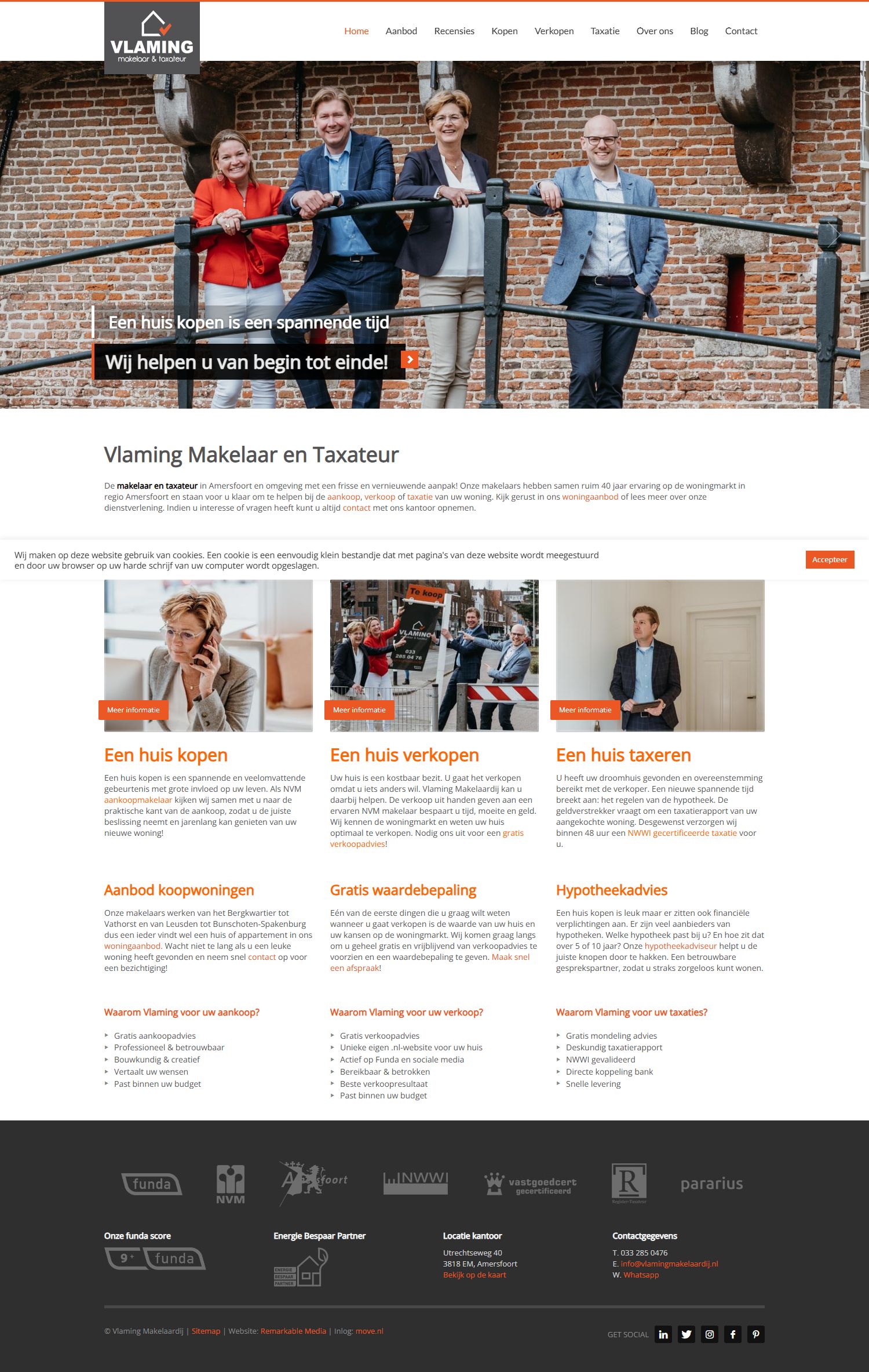 Screenshot van de website van www.vlamingmakelaardij.nl