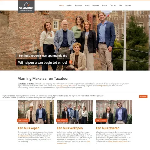 Screenshot van de website van www.vlamingmakelaardij.nl
