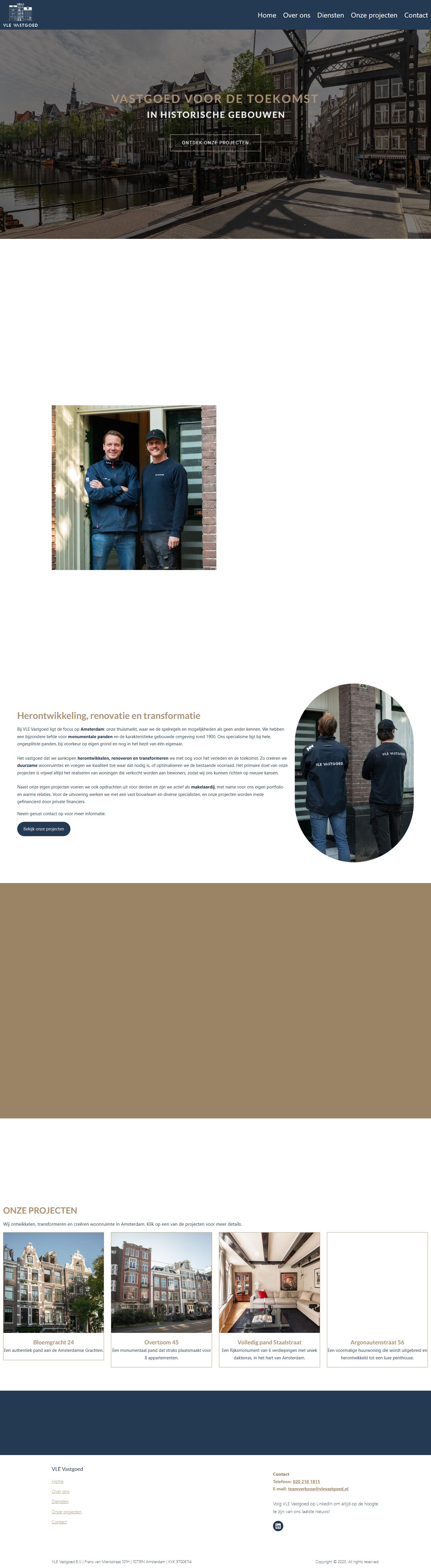 Screenshot van de website van www.vlevastgoed.nl