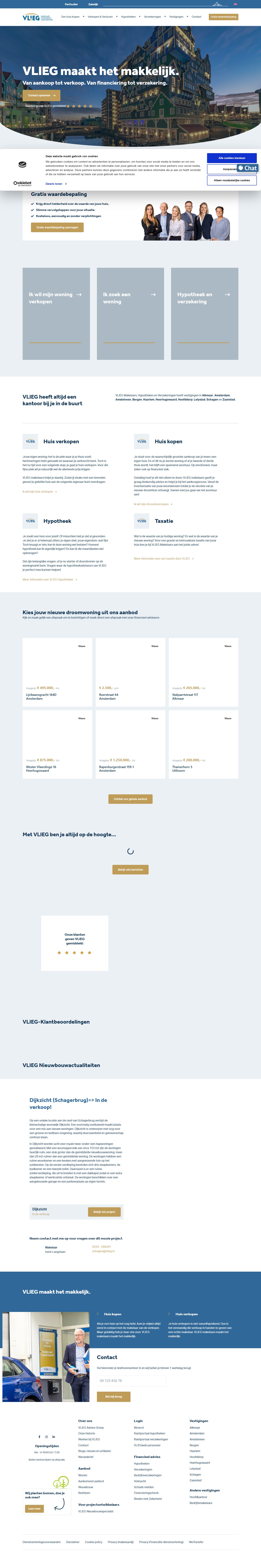Screenshot van de website van www.vlieg.nl