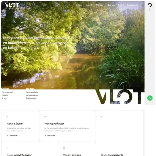 Screenshot van de website van www.vlotmakelaars.nl