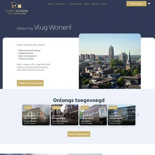 Screenshot van de website van www.vlugwonen.nl