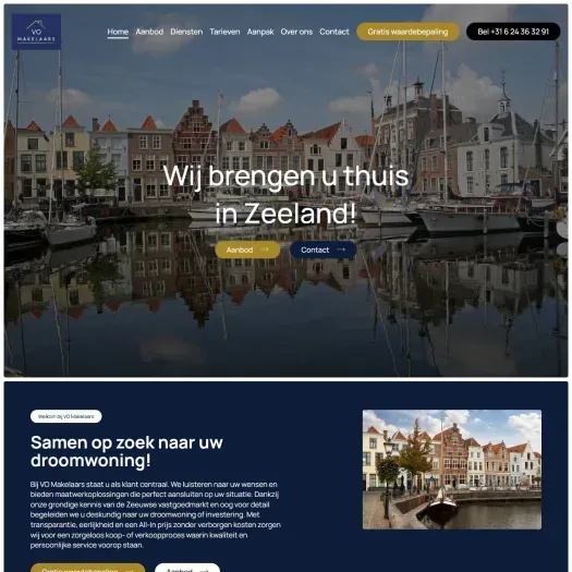 Screenshot van de website van www.vomakelaars.nl