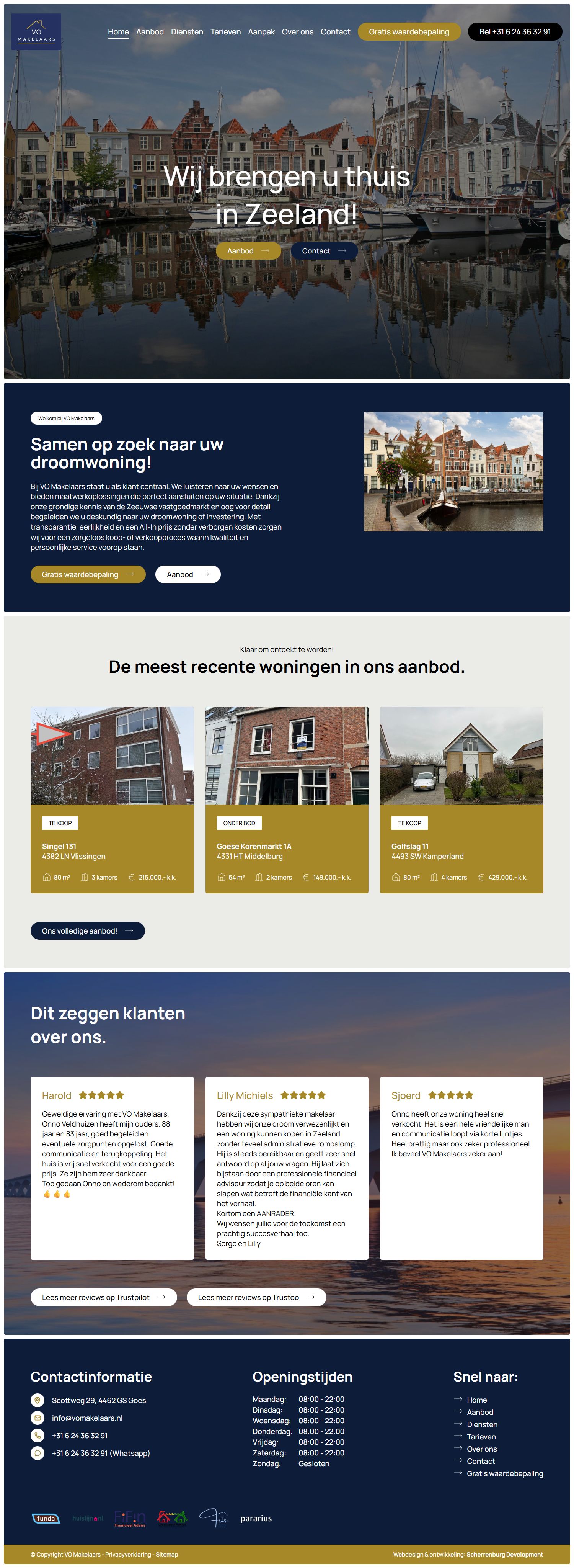Screenshot van de website van www.vomakelaars.nl