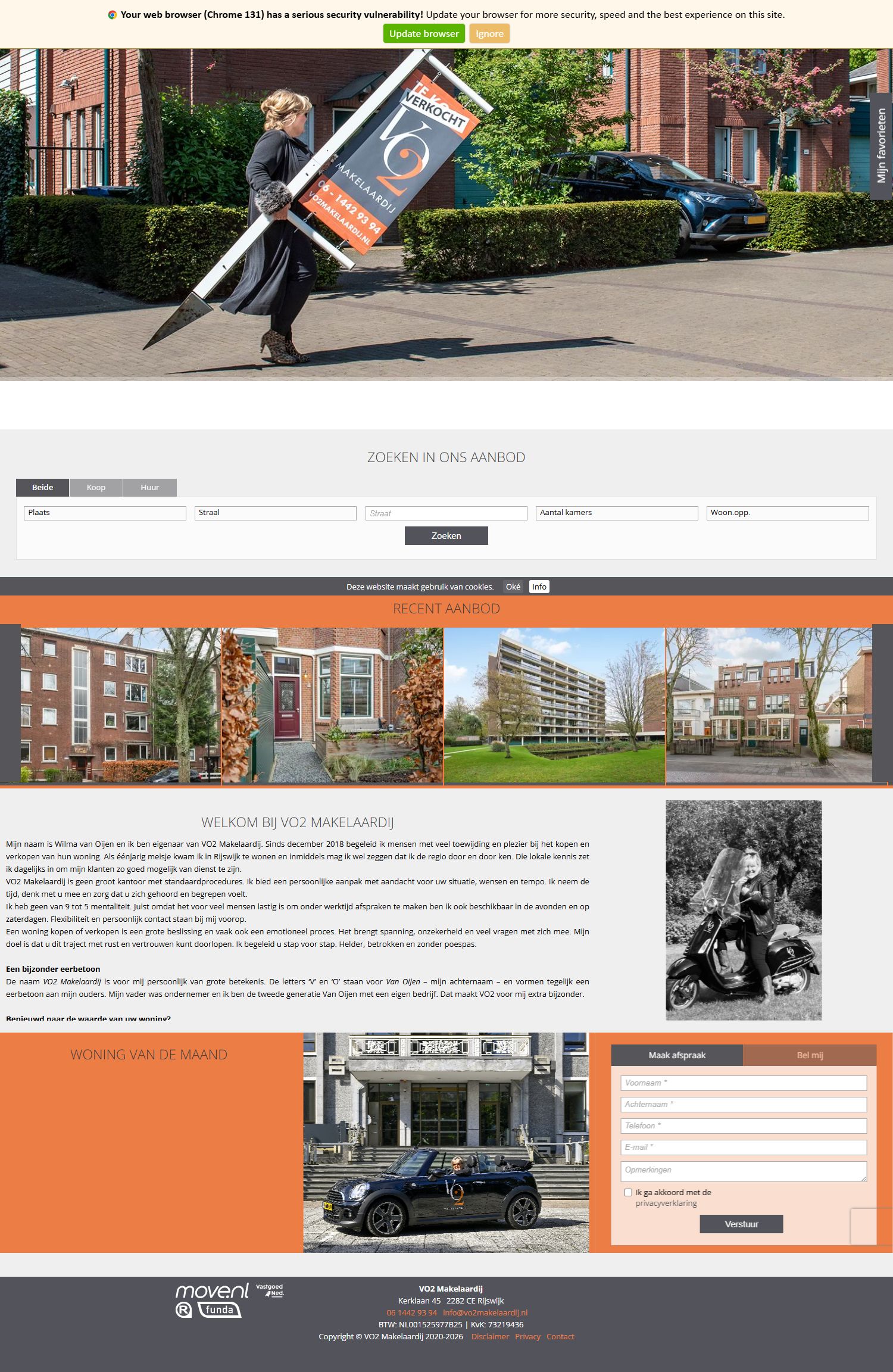 Screenshot van de website van www.vo2makelaardij.nl