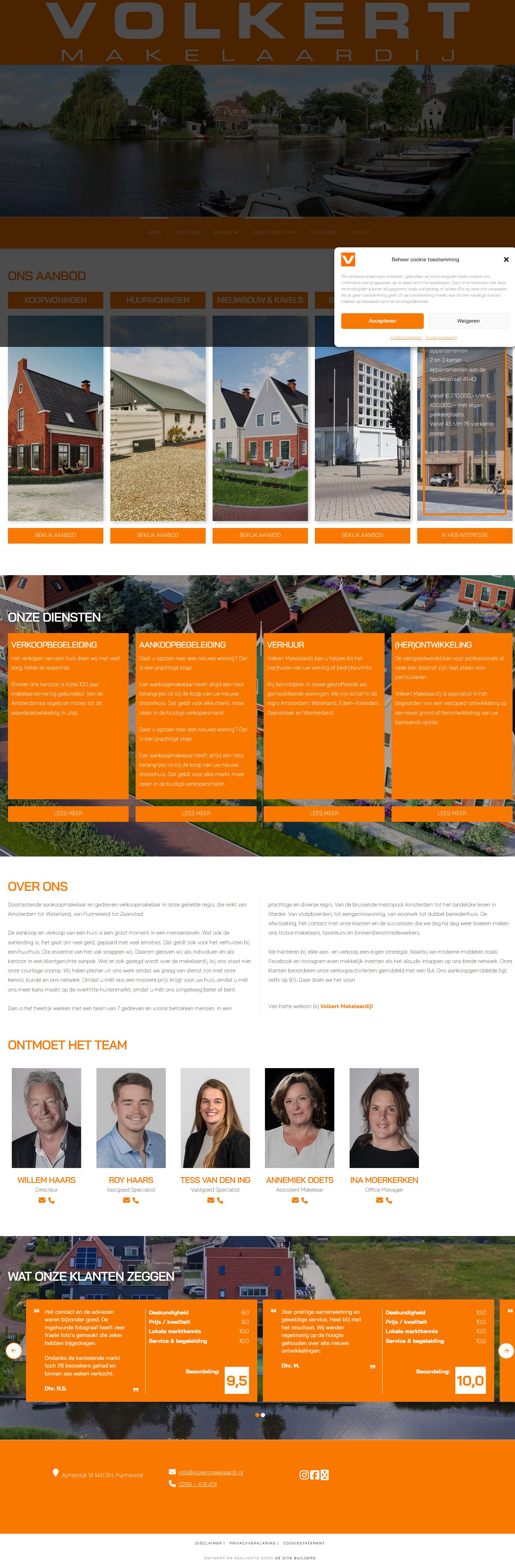 Screenshot van de website van volkertmakelaardij.nl