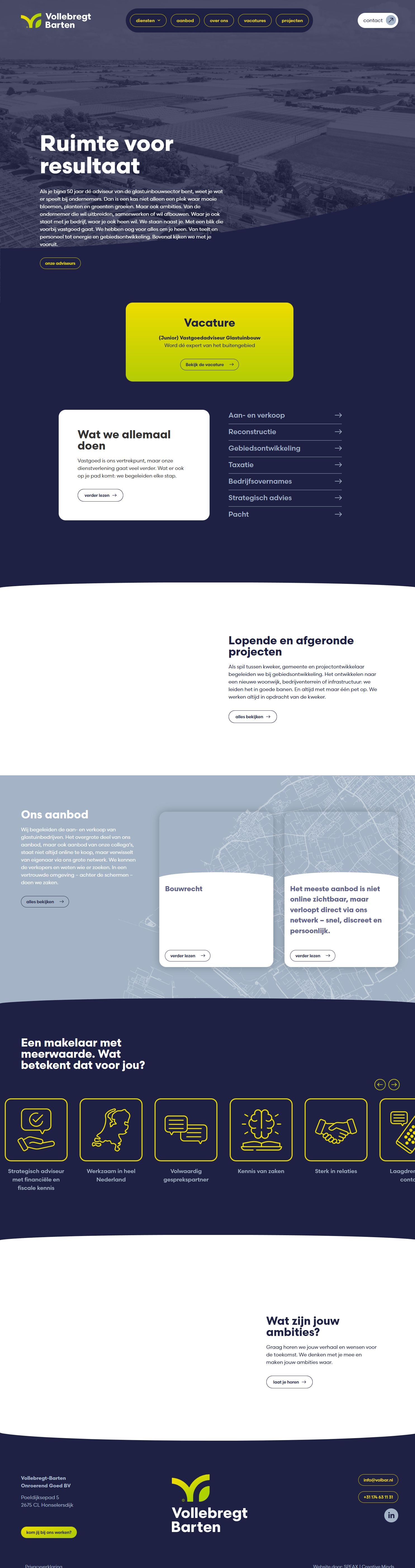Screenshot van de website van www.volbar.nl