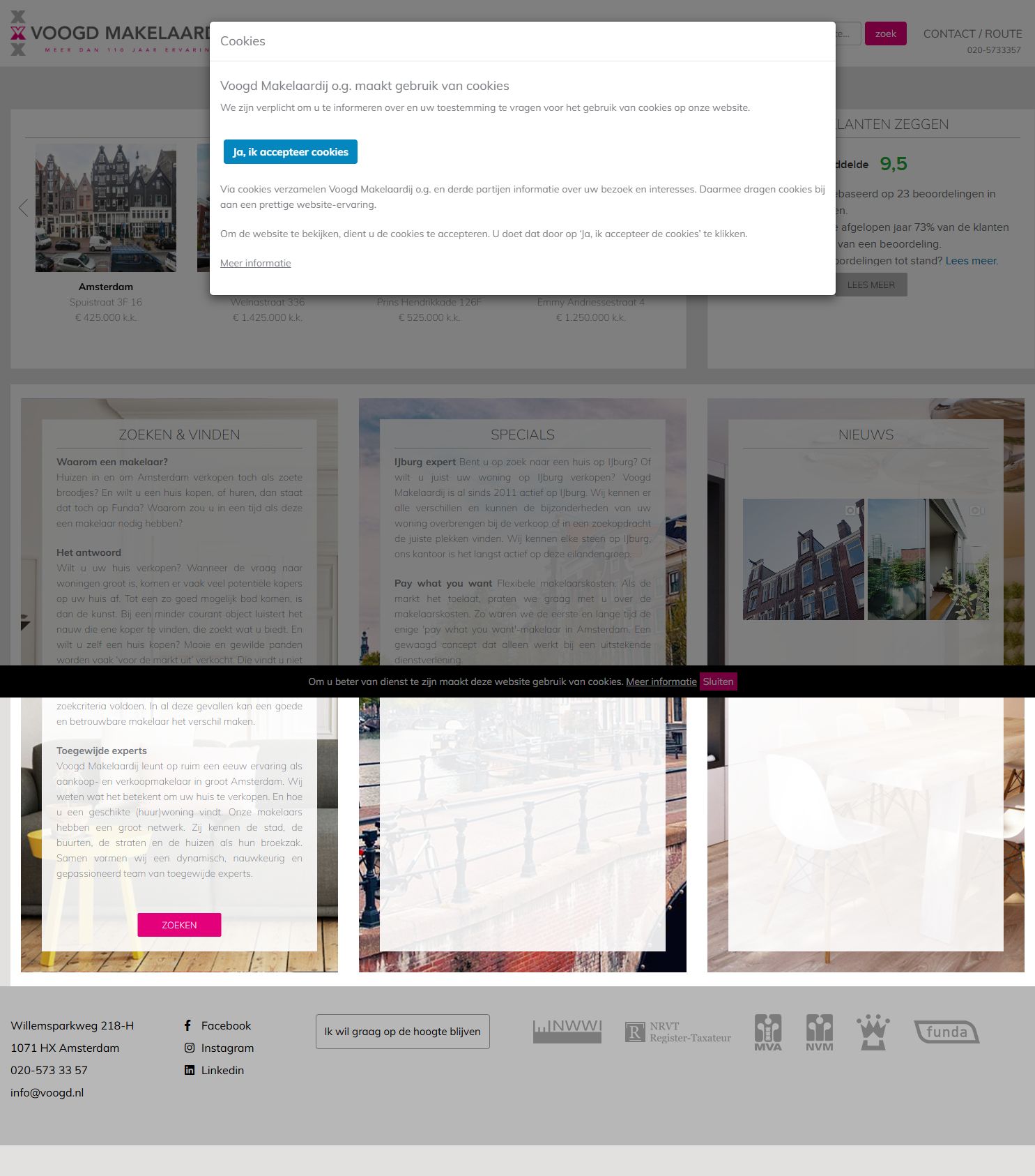Screenshot van de website van www.voogd.nl