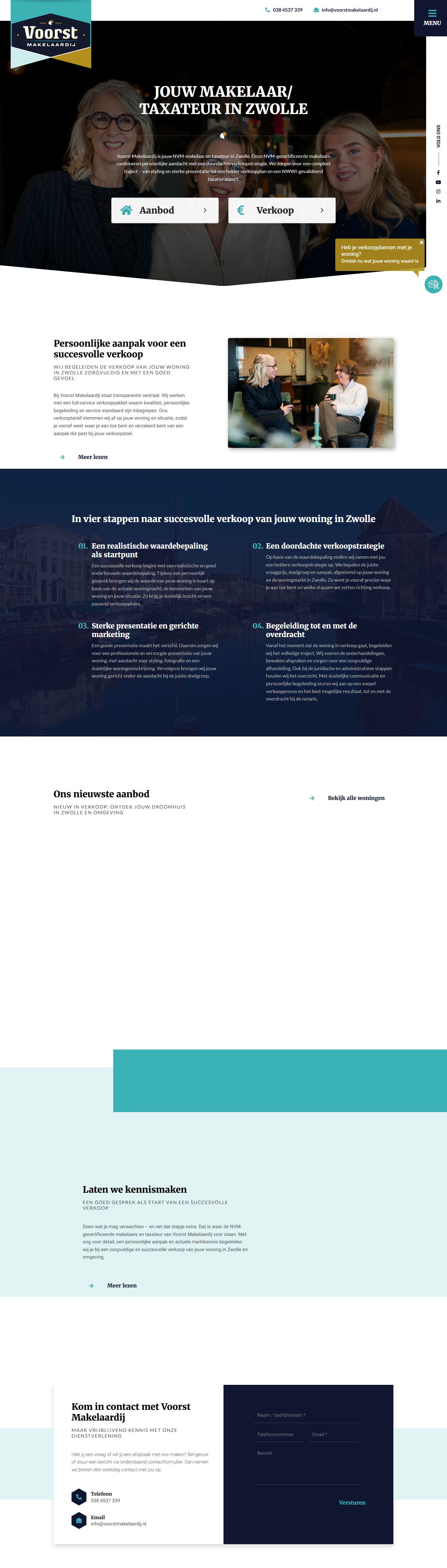 Screenshot van de website van www.voorstmakelaardij.nl