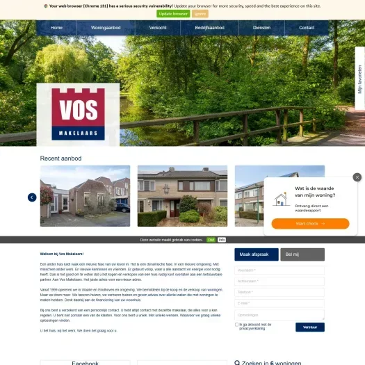 Screenshot van de website van www.vosmakelaars.nl