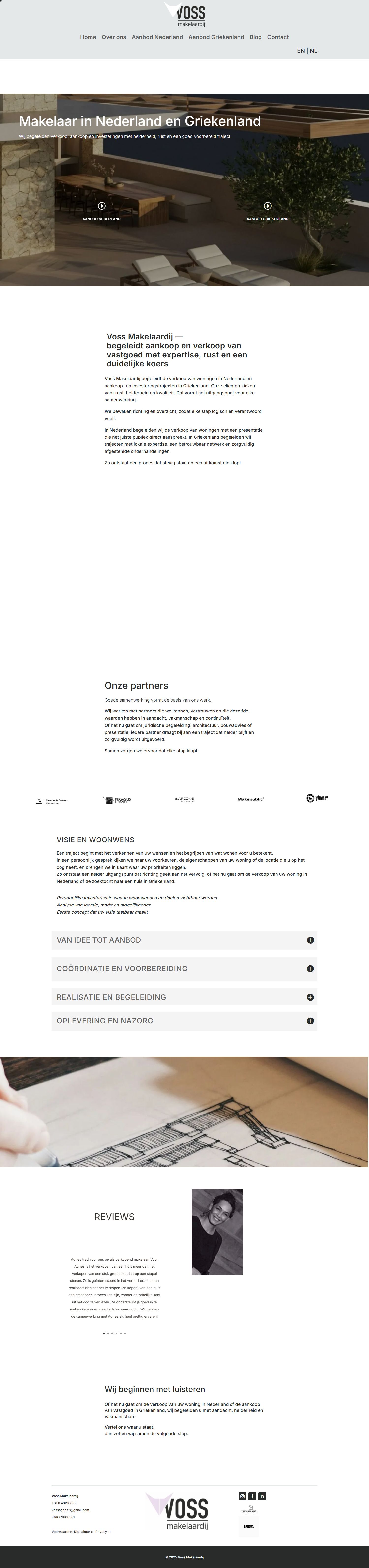 Screenshot van de website van vossmakelaardij.nl