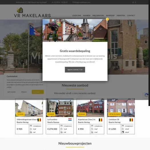 Screenshot van de website van www.vrmakelaars.com