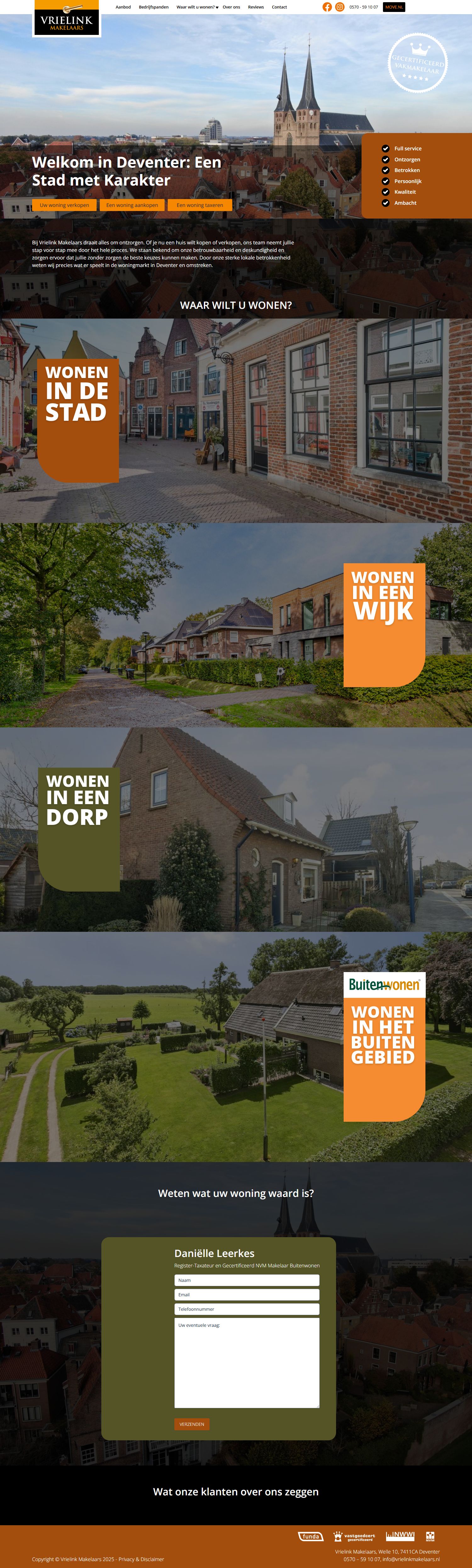 Screenshot van de website van www.vrielinkmakelaars.nl