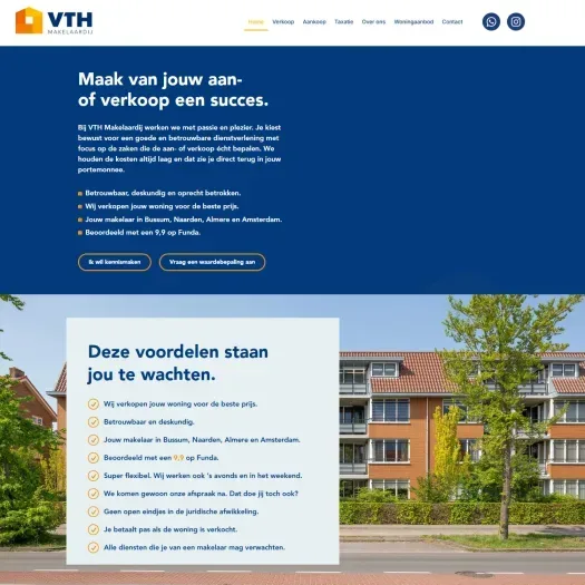 Screenshot der Website von www.vthmakelaardij.nl