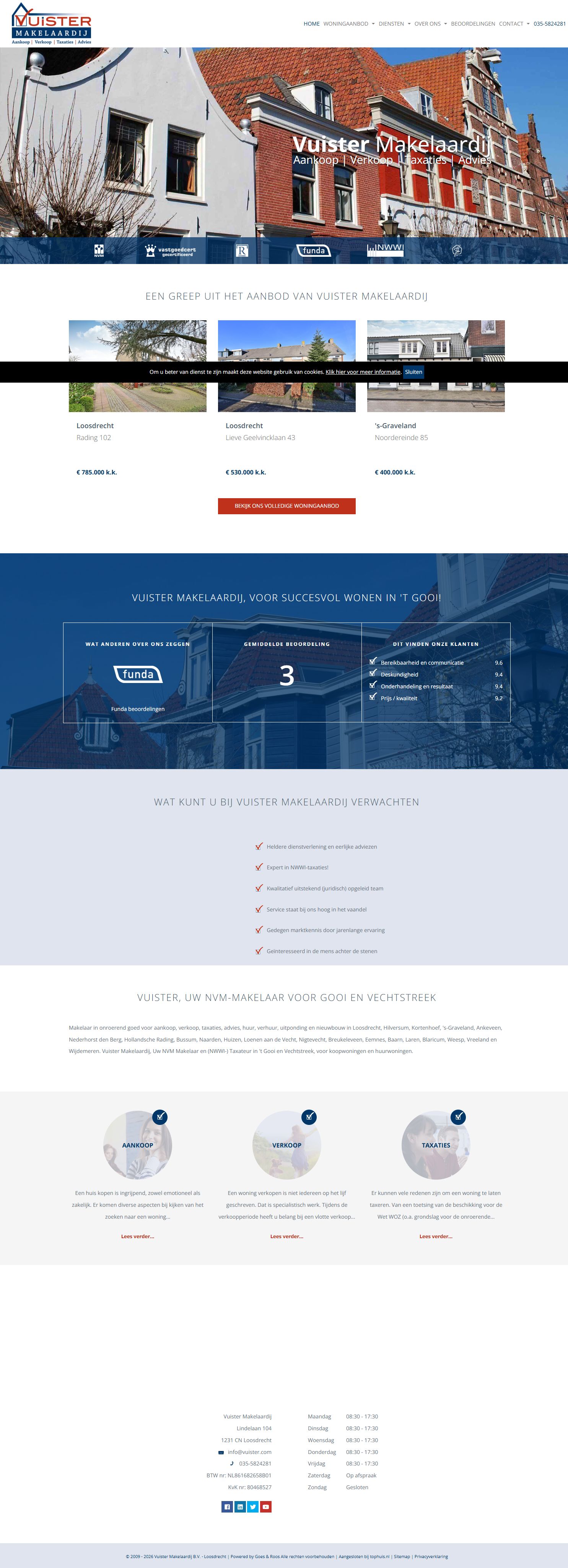 Screenshot van de website van www.vuister.com
