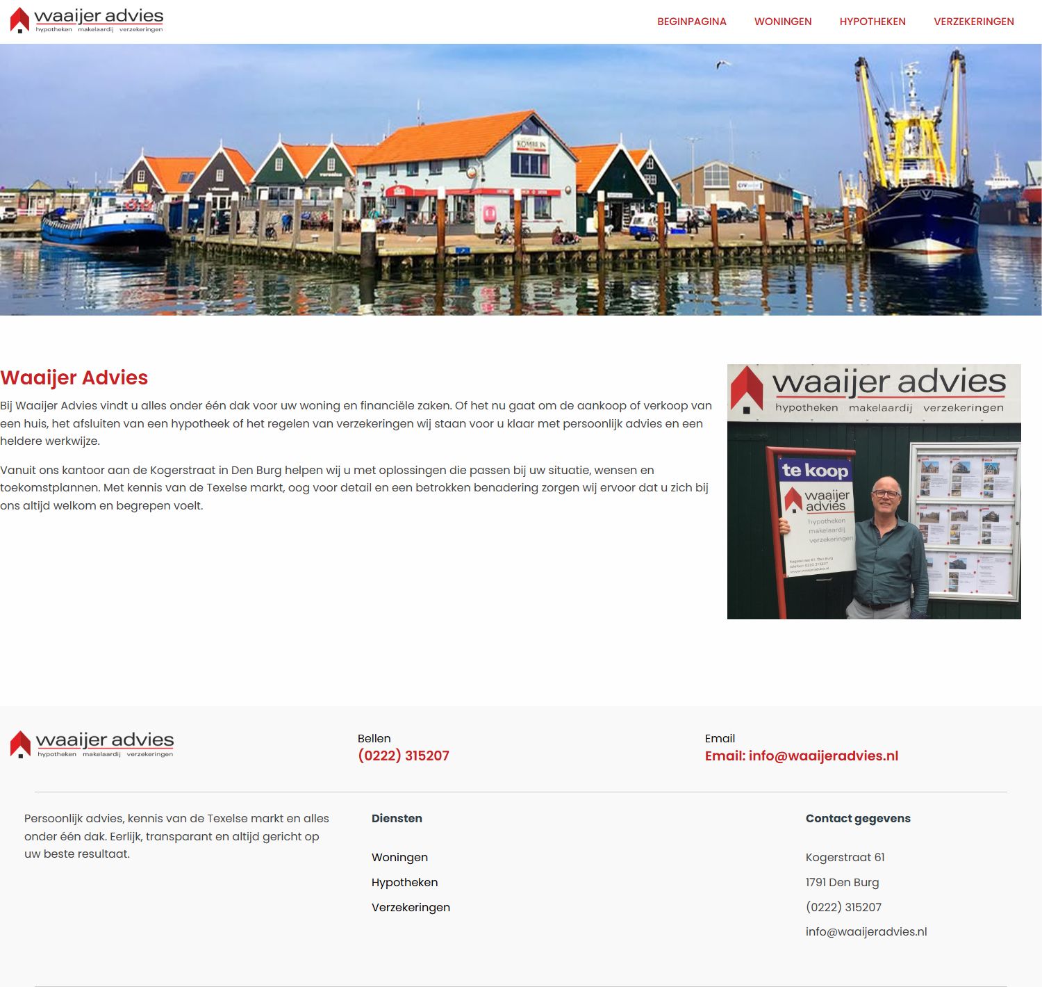 Screenshot van de website van www.waaijeradvies.nl