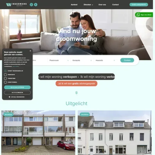 Screenshot van de website van www.wa-wo.nl
