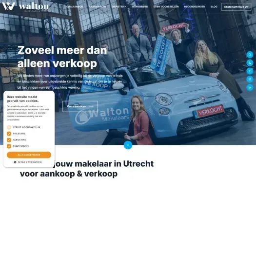 Screenshot van de website van www.walton.nl