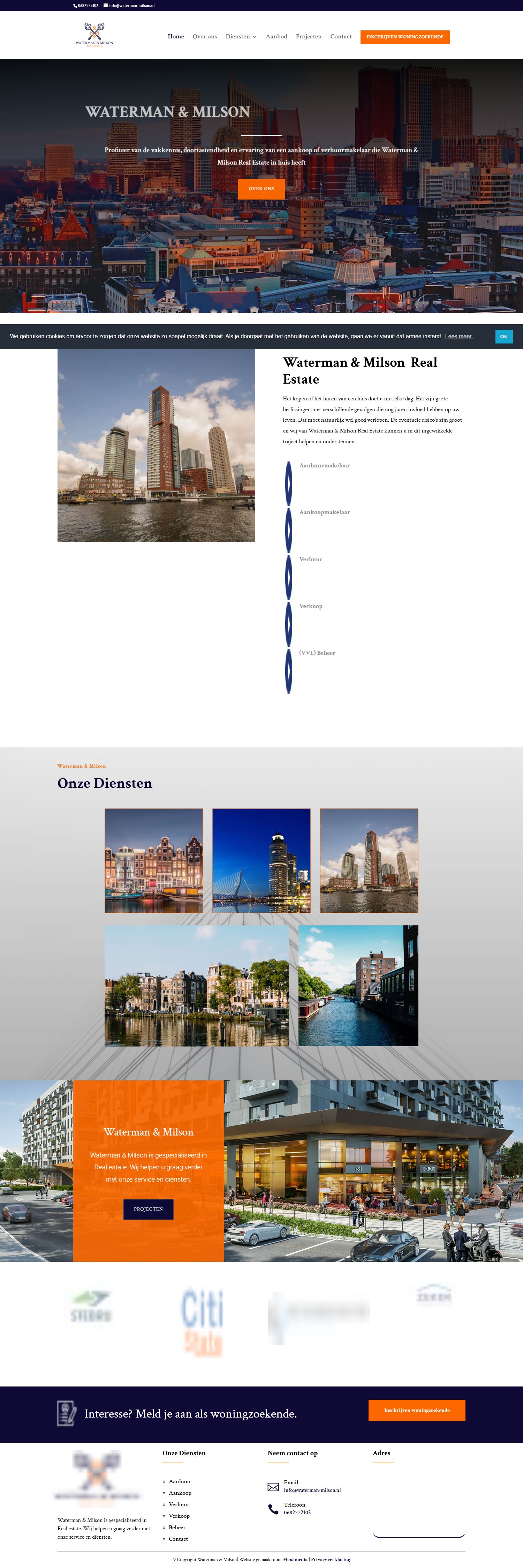 Screenshot van de website van www.waterman-milson.nl