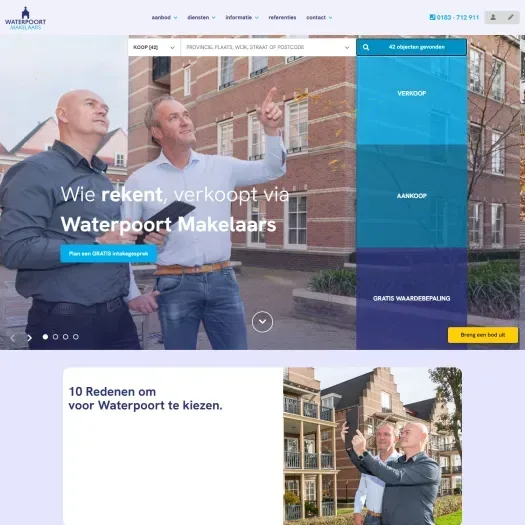 Screenshot der Website von www.waterpoortmakelaars.nl