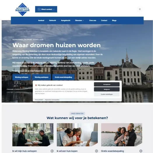 Screenshot van de website van www.waterwegmakelaar.nl