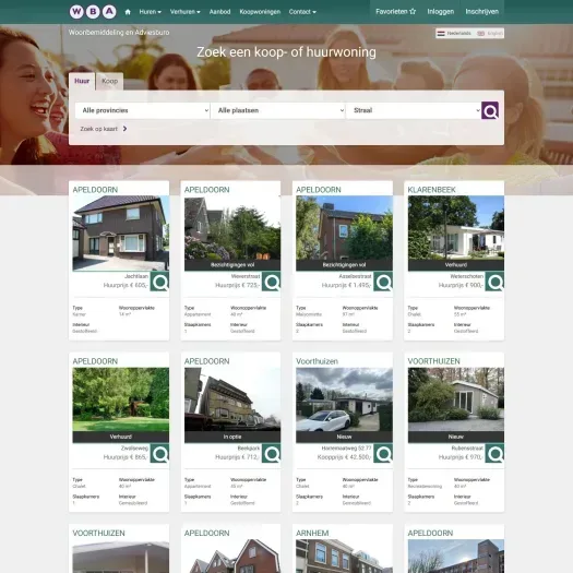 Screenshot van de website van www.wba.nl