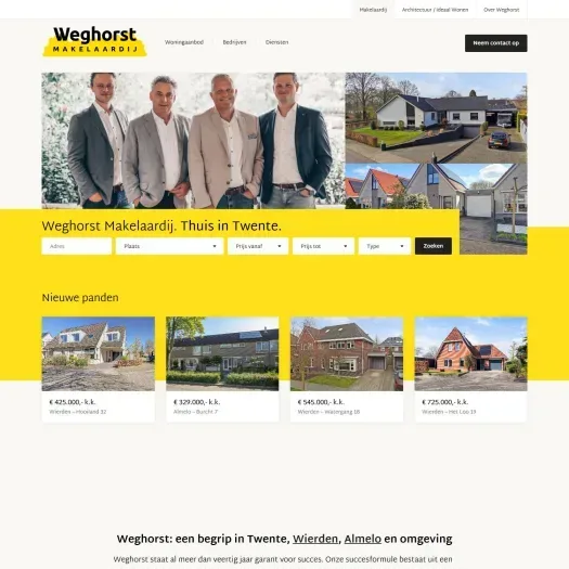 Screenshot der Website von www.weghorstmakelaardij.nl