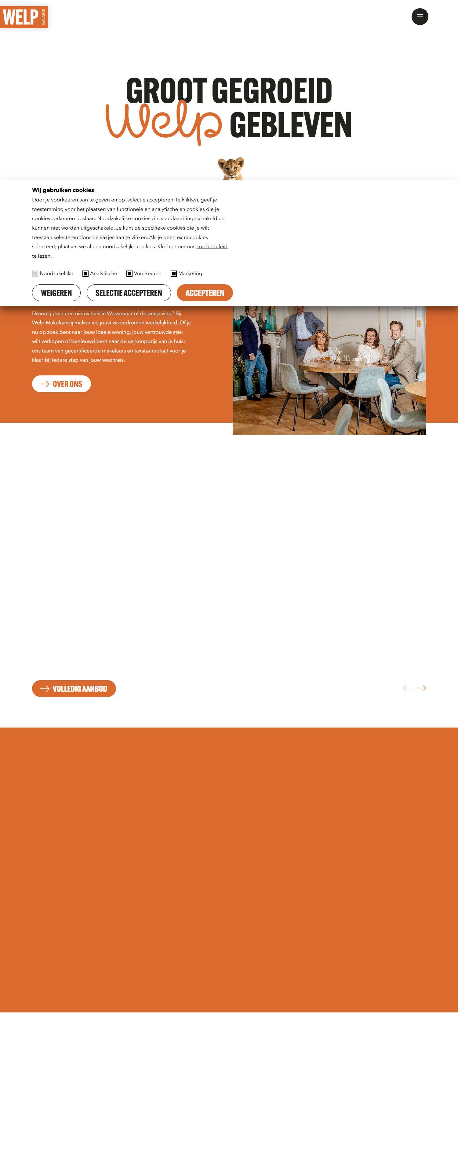 Screenshot van de website van www.welpmakelaardij.nl