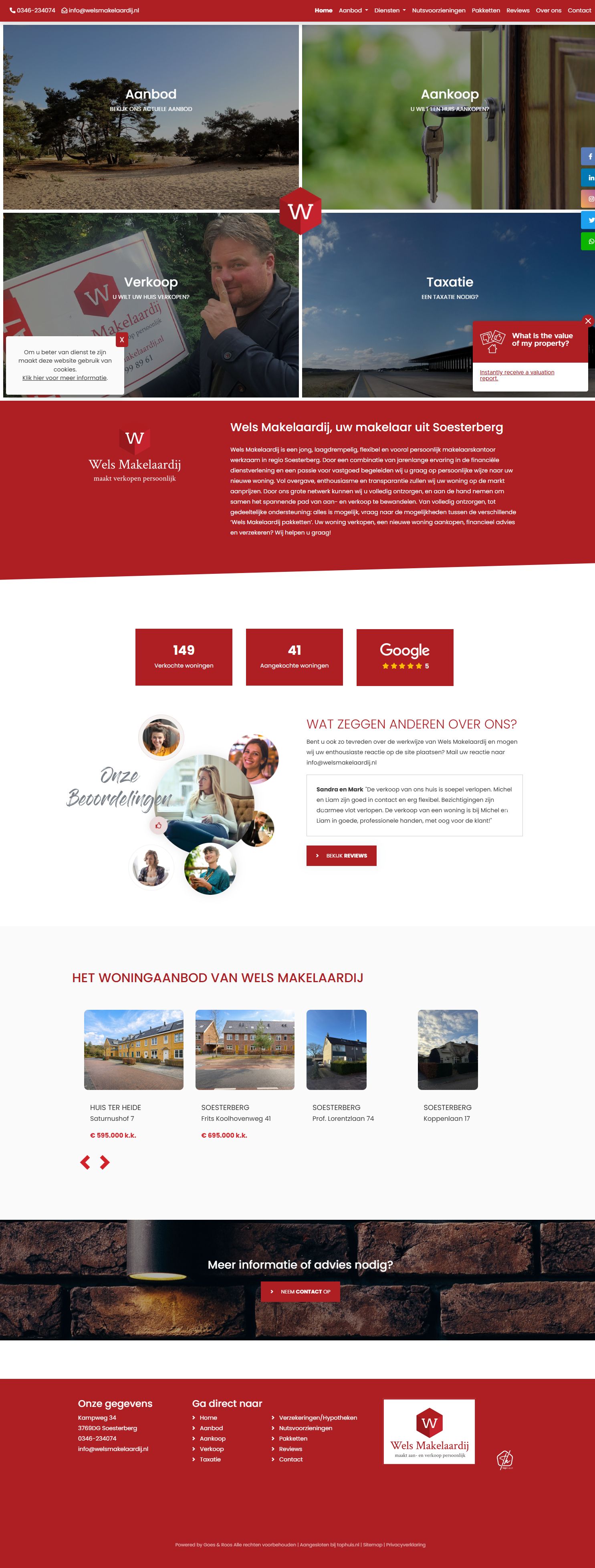 Screenshot van de website van www.welsmakelaardij.nl