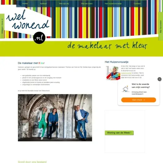 Screenshot van de website van www.welwonend.nl