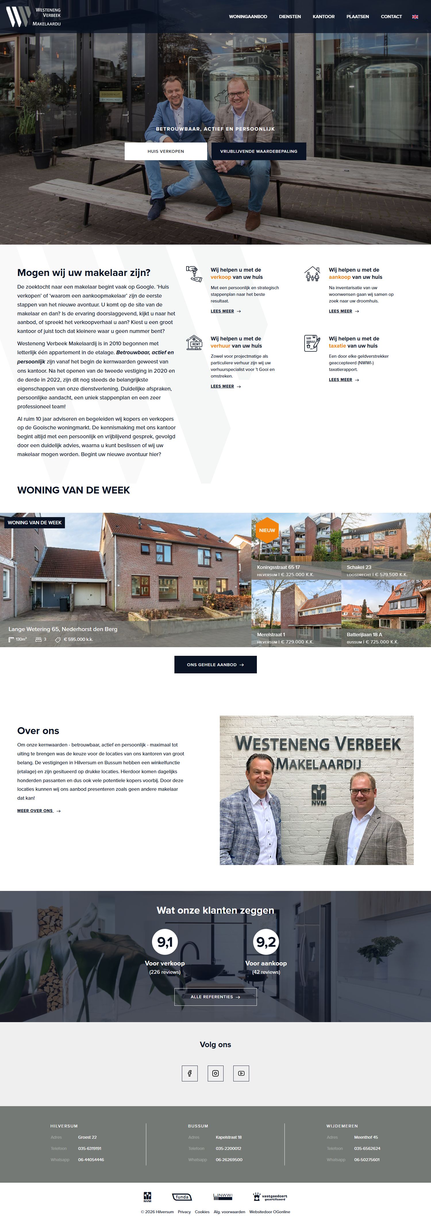 Screenshot van de website van www.wvmakelaardij.nl