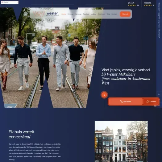 Screenshot van de website van www.wester-makelaars.nl