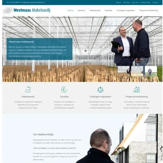 Screenshot der Website von www.westmaasmakelaardij.nl