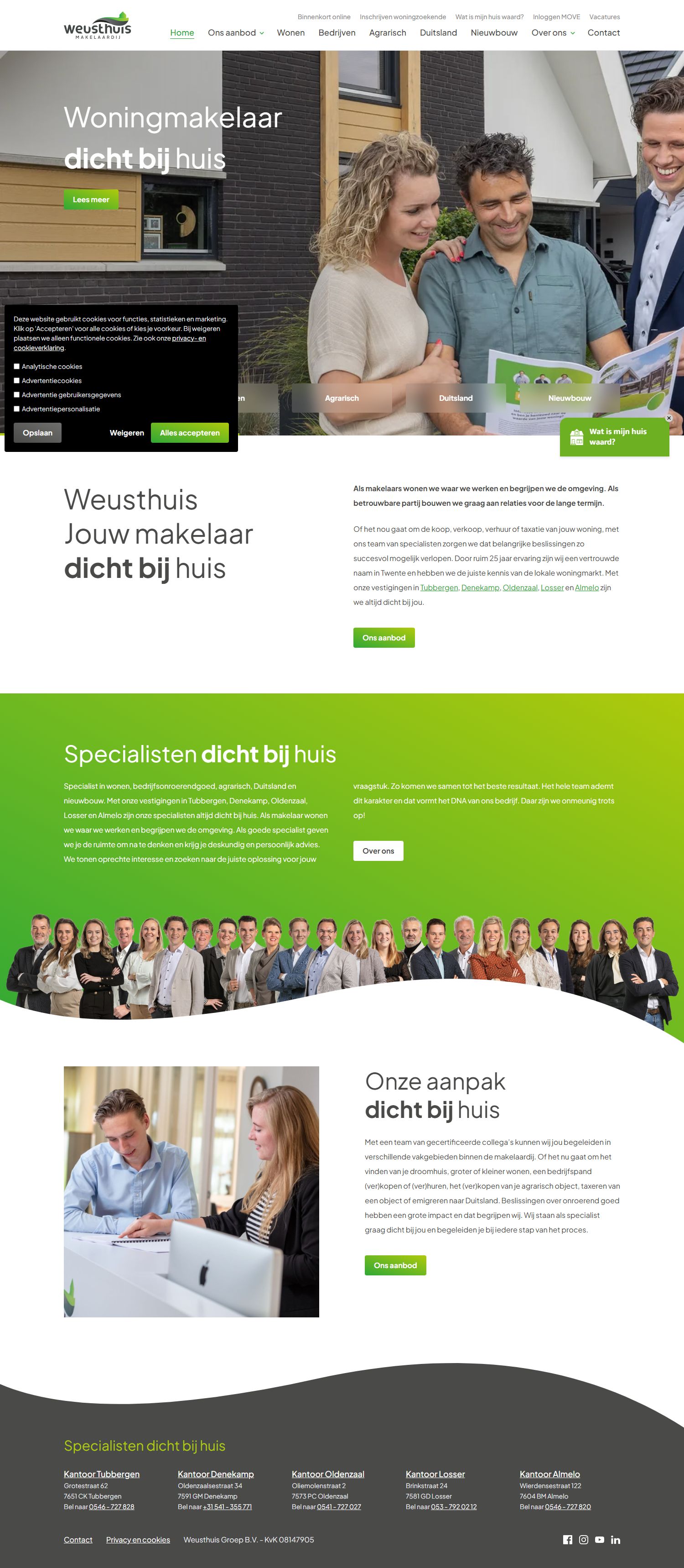Screenshot van de website van www.weusthuismakelaardij.nl