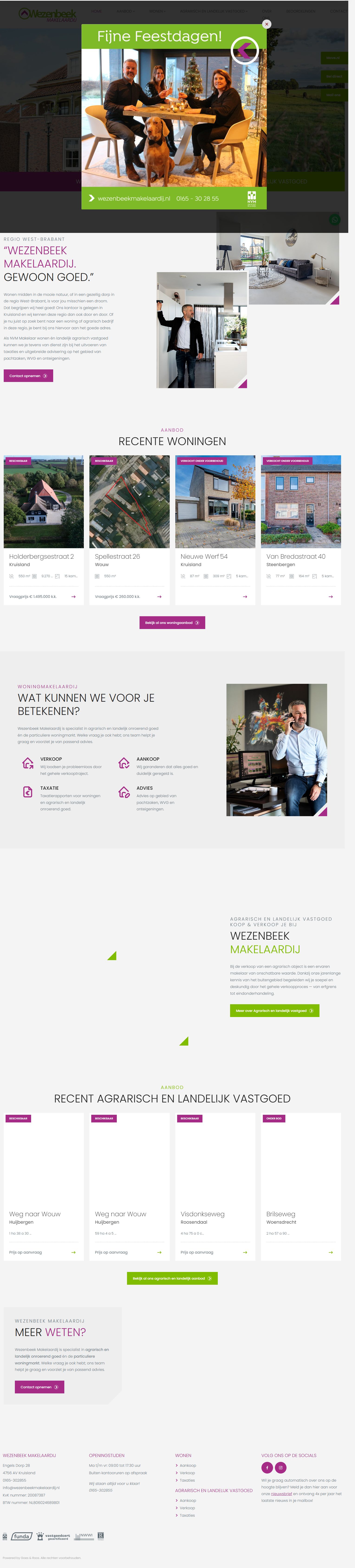 Screenshot van de website van www.wezenbeekmakelaardij.nl