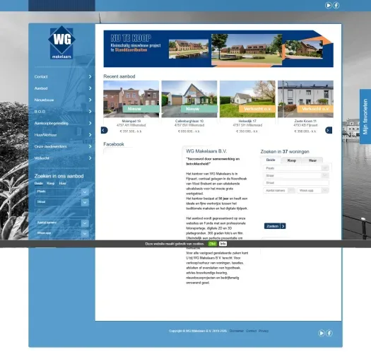 Screenshot van de website van www.wgmakelaars.nl