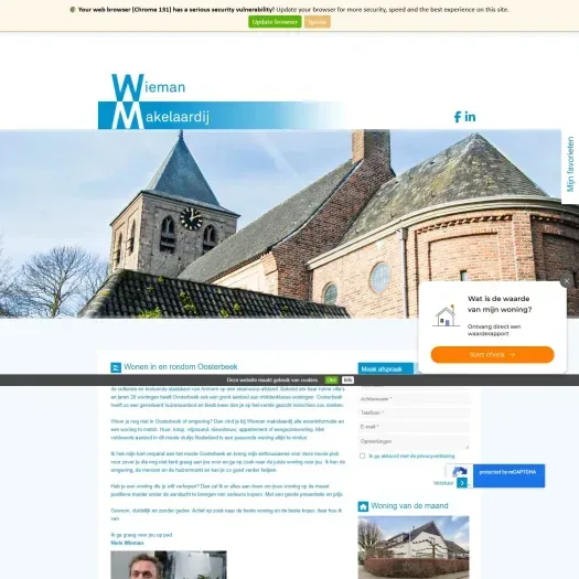 Screenshot van de website van www.wiemanmakelaardij.nl