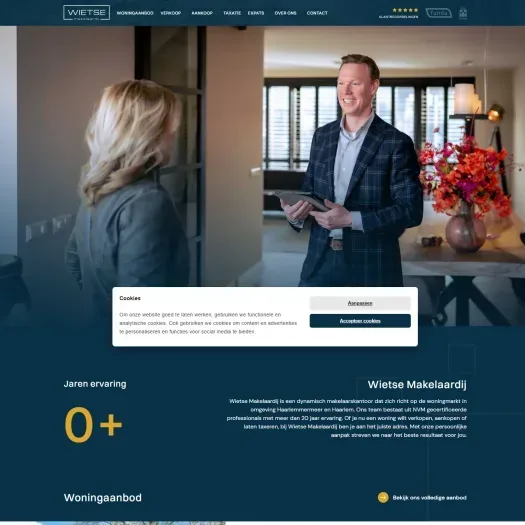 Screenshot van de website van www.wietsemakelaardij.nl