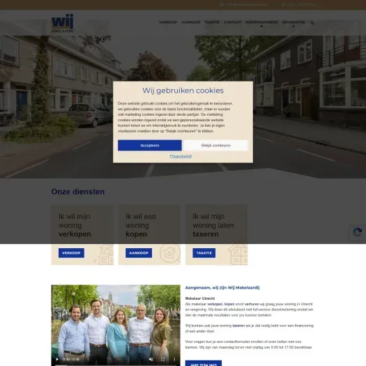Screenshot van de website van www.wijmakelaardij.nl