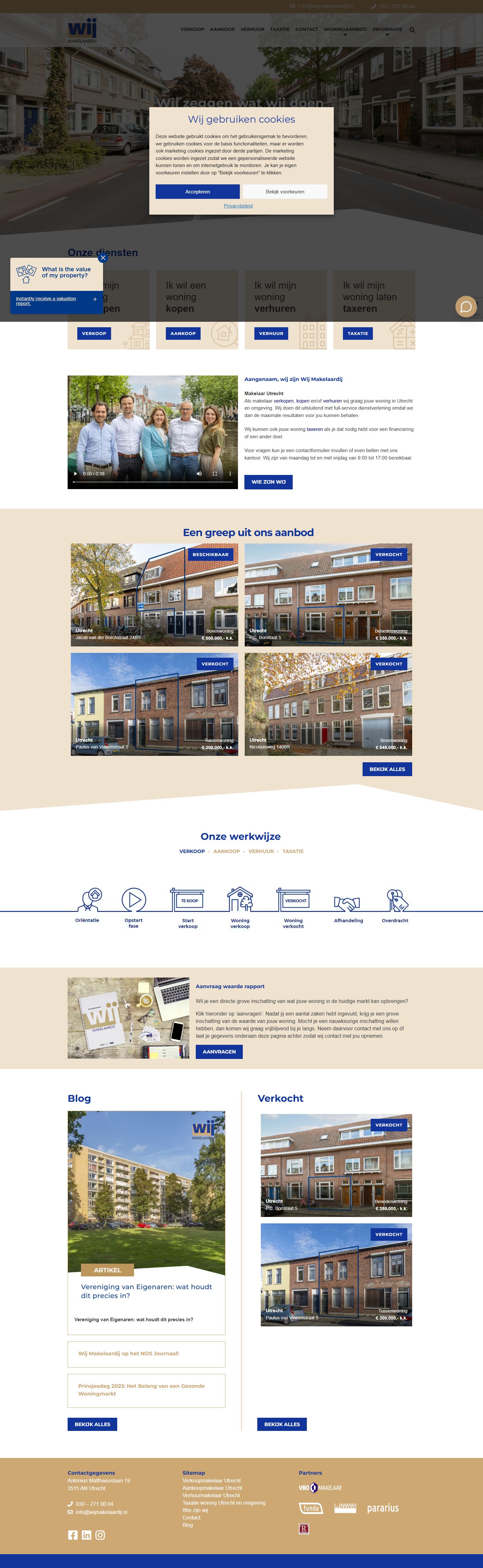 Screenshot van de website van www.wijmakelaardij.nl