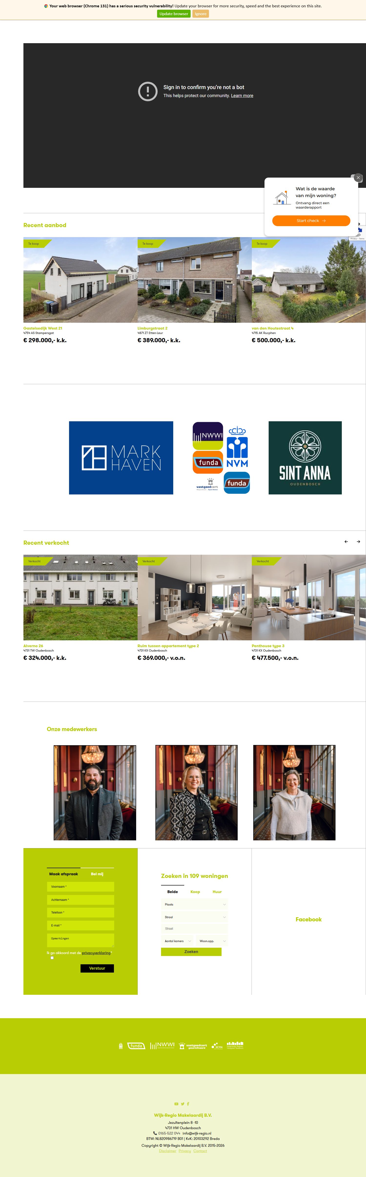 Screenshot van de website van www.wijk-regio.nl