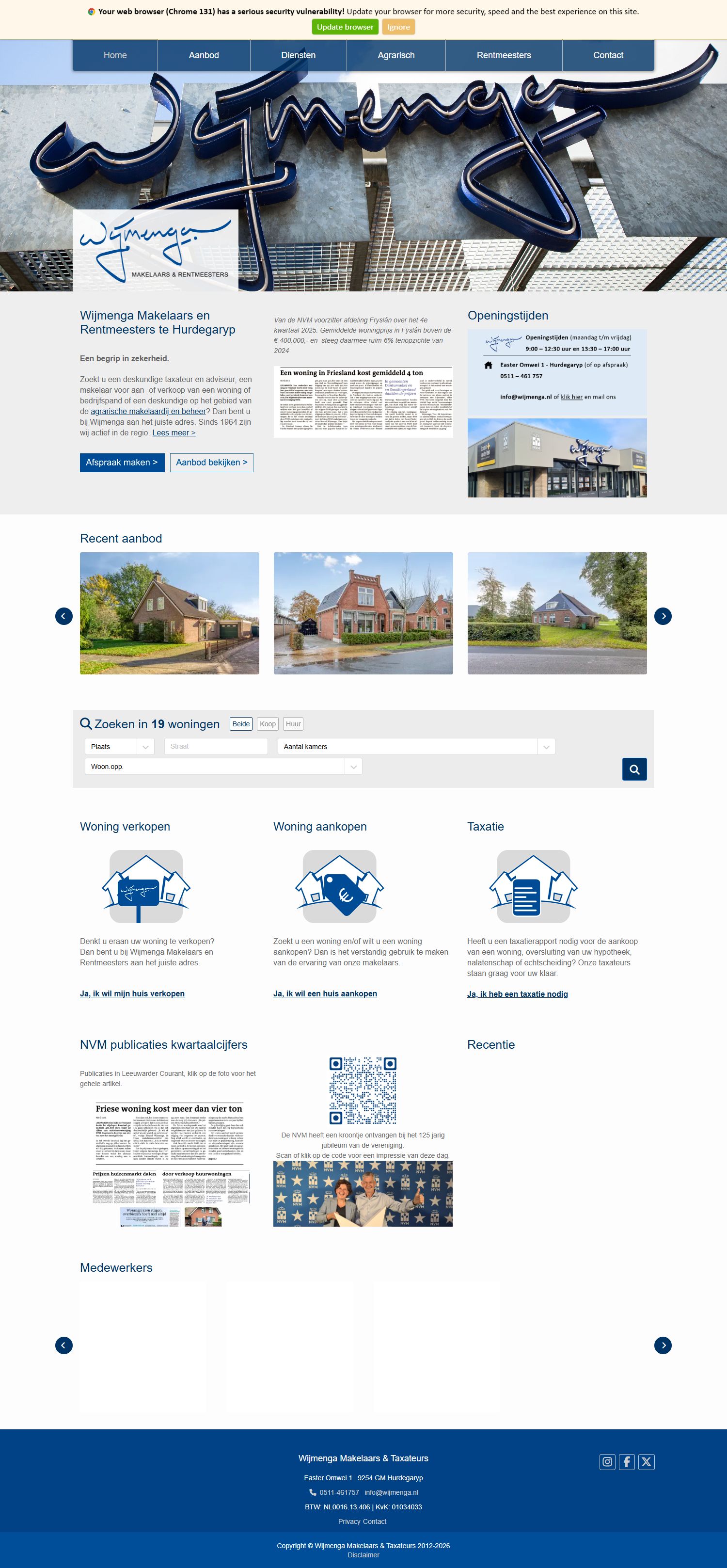 Screenshot van de website van www.wijmenga.nl