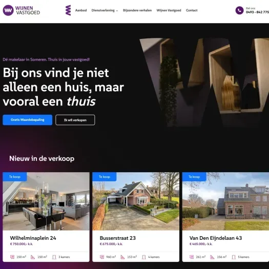 Capture d'écran du site web de www.wijnen-vastgoed.nl
