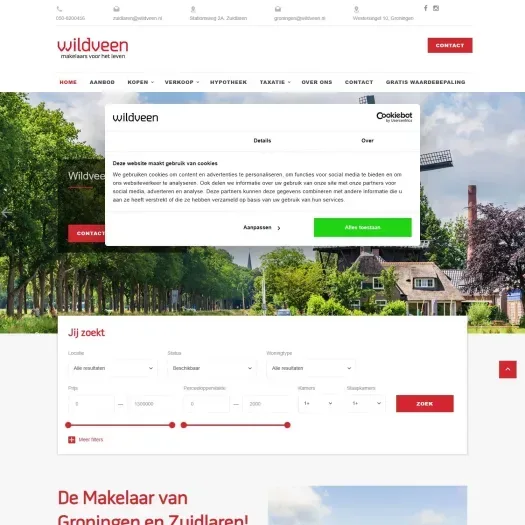 Screenshot der Website von www.wildveen.nl