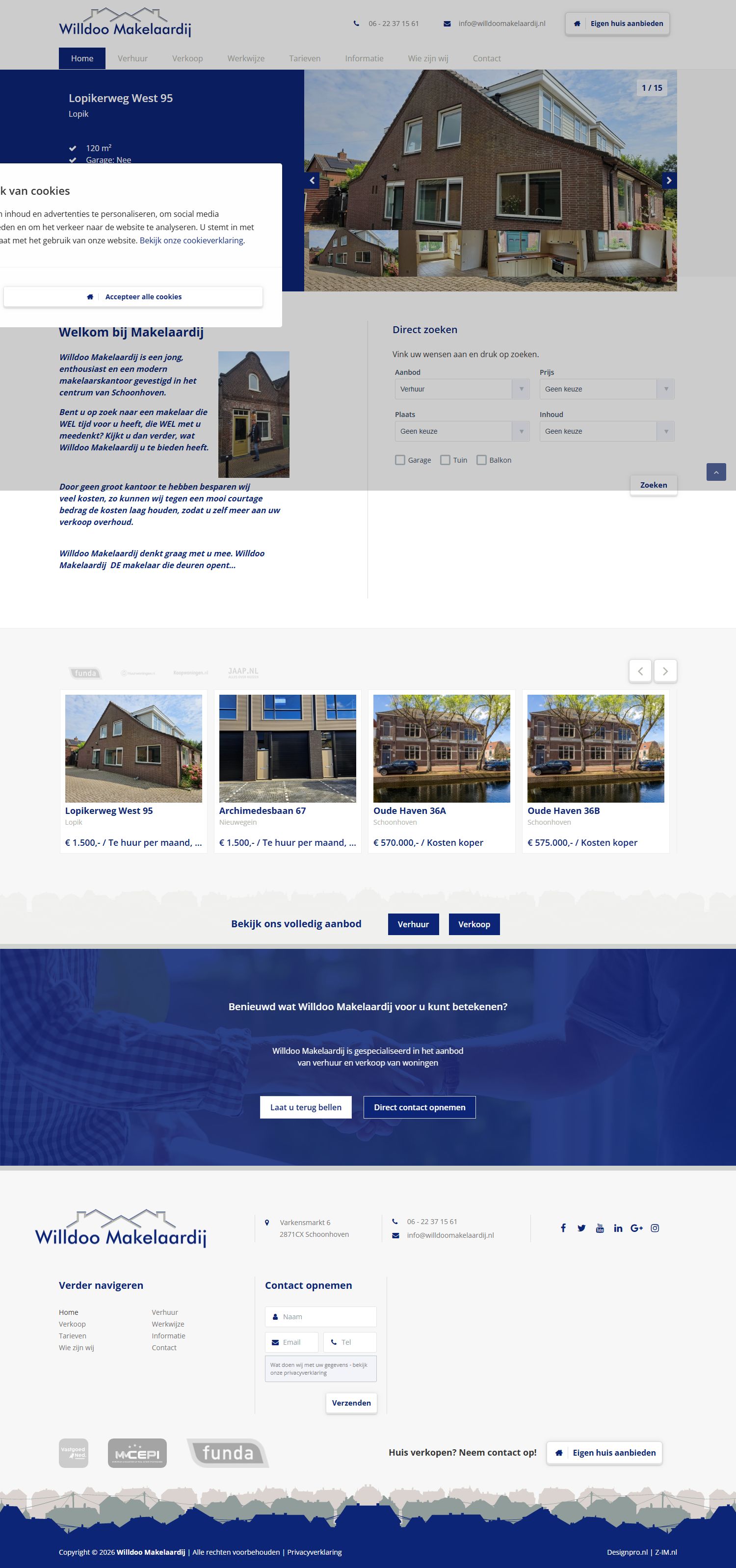 Screenshot van de website van www.willdoomakelaardij.nl