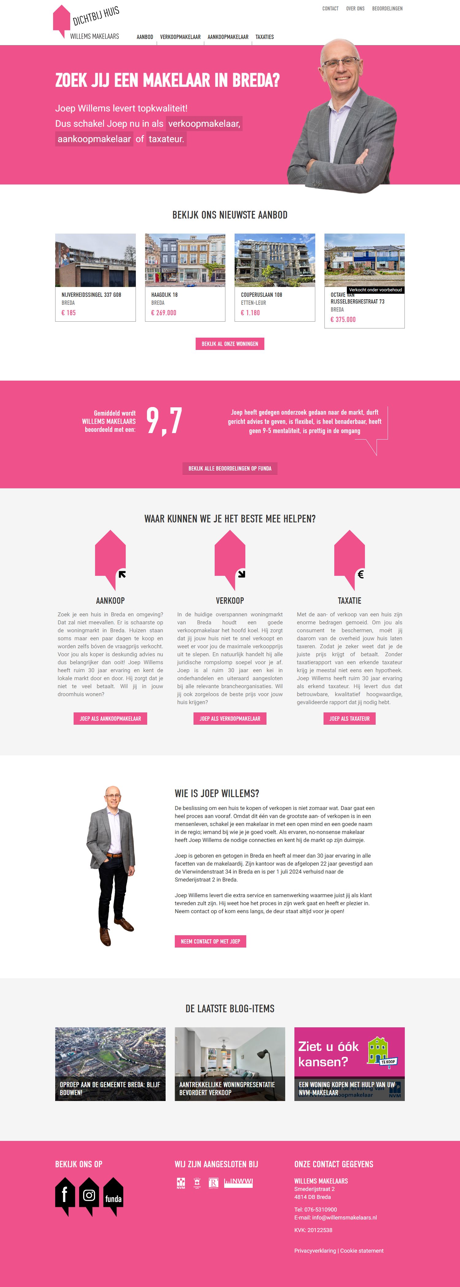 Screenshot van de website van willemsmakelaars.nl